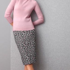 NWT Talbots Pink Leopard Wool-Blend Pencil Skirt Size 4